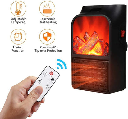 Calefactor Eléctrico Portátil Enchufable 1000W 110-220V con Mando a Distancia – Calor Instantáneo y Seguro