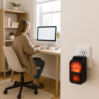 Calefactor Eléctrico Portátil Enchufable 1000W 110-220V con Mando a Distancia – Calor Instantáneo y Seguro